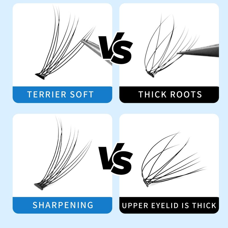 Bodermincer Lash Extension 240pcs C Curl 10D/20D Cluster 8/9/10/11/12mm,10/11/12/13/14mm,12/13/14/15/16mm Mixed Individual Cluster Lashes (10D+20D 8/9/10/11/12mm and Under Eyelashes) - Image 5